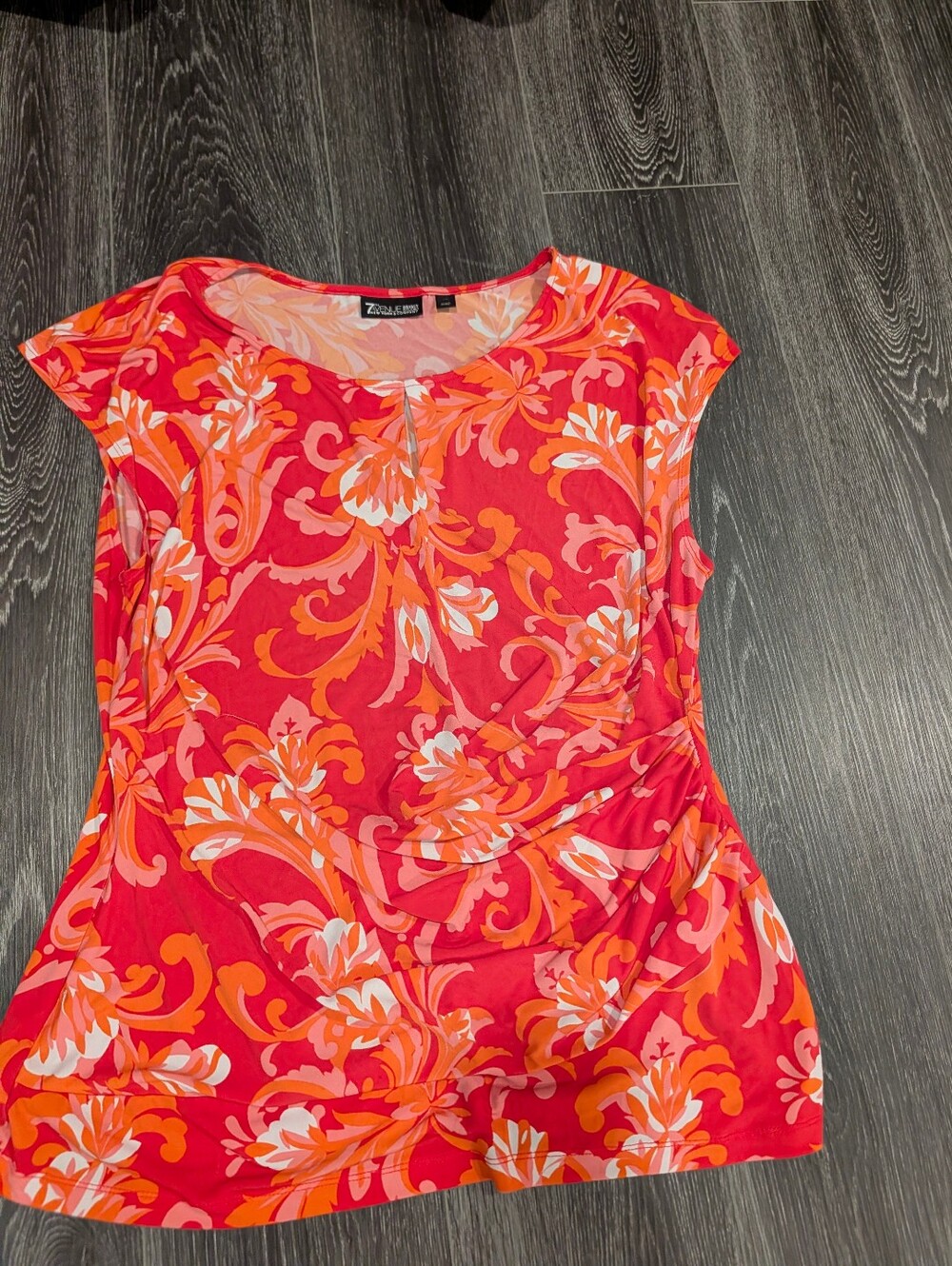 Red & Orange Floral Cap-Sleeve Top